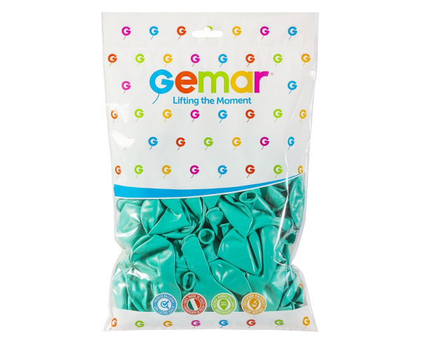 Pastelno turkizno zeleni baloni 30 cm Gemar komplet 10 lateks balonov