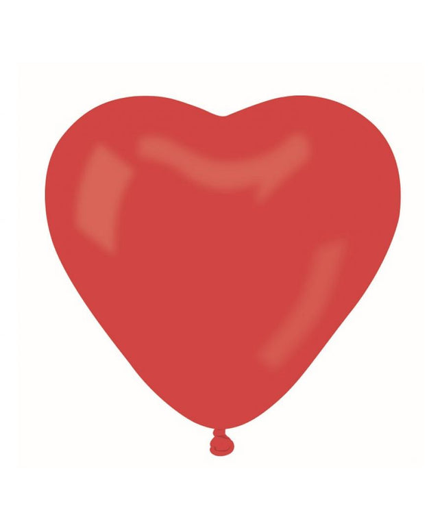 Pastelno crveni lateks baloni u obliku srca 30 cm, 10 kom
