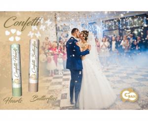 Konfeti pnevmatski v obliki Srca, beli - 40 cm