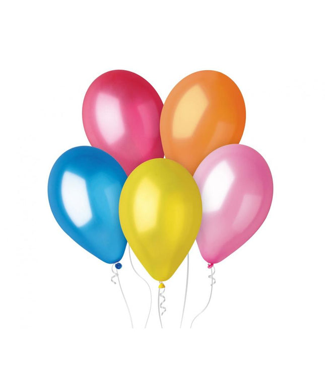 Kovinski pisani baloni 30 cm Gemar klasični set 10 kosov