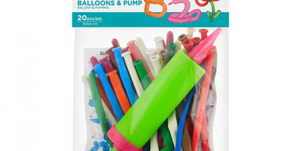 Komplet modelirnih lateks balonov s tlačilko, 20 kosov Prymus