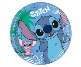 Papirnati krožniki Stitch & Angel, 20 cm - 8 kos