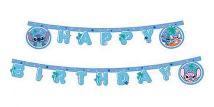 Baner napis Stitch & Angel  "Happy Birthday"