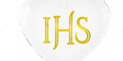Folija balon bel IHS srce - 45 cm