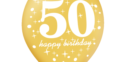 Komplet lateks balonov za 50. rojstni dan – črno-zlati, 6 kosov