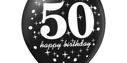 Komplet lateks balonov za 50. rojstni dan – črno-zlati, 6 kosov