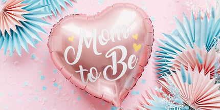 Folija balon srce Mom To Be roza 35 cm, zlati napis