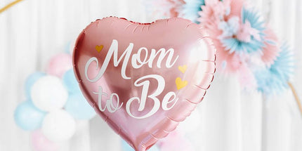 Folija balon srce Mom To Be roza 35 cm, zlati napis