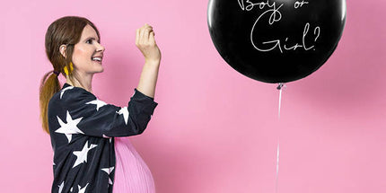 Velik folijski balon za razkrivanje spola – deklica, 1 m, z roza konfeti