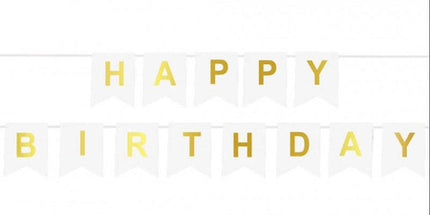 Baner napis "Happy Birthday" zlatni - 190 cm