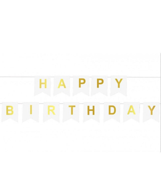 Baner napis "Happy Birthday" zlatni - 190 cm