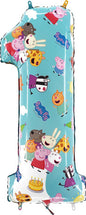 Folija balon številka 1 Peppa Pig - 66 cm
