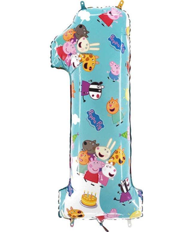 Folija balon številka 1 Peppa Pig - 66 cm