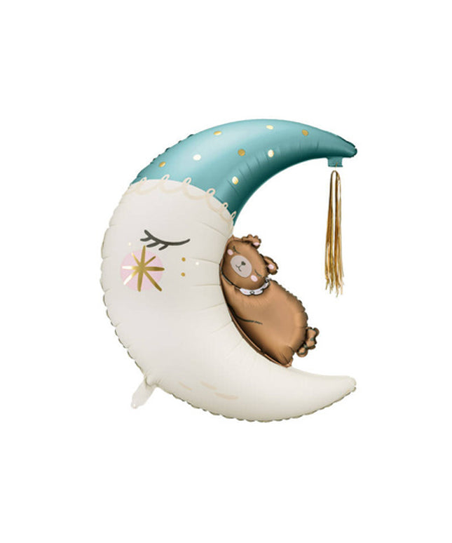 Folija balon Medvedek na Luni 80 × 98 cm - moder