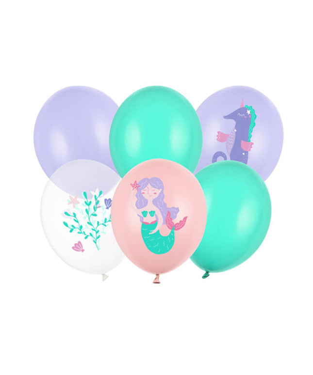 Lateks baloni "Morska deklica" 30 cm - 6 kos