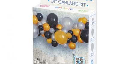 Komplet balonov, girland, srebrno-zlato-črno, dekoracija
