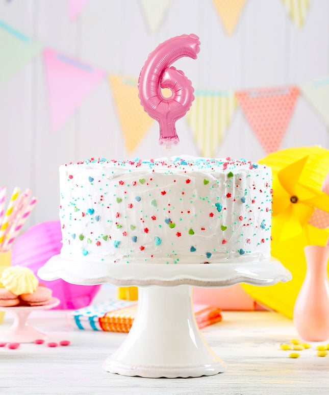 Balon na palčki za rojstni dan Številka 6 roza, 13cm - mojbalon