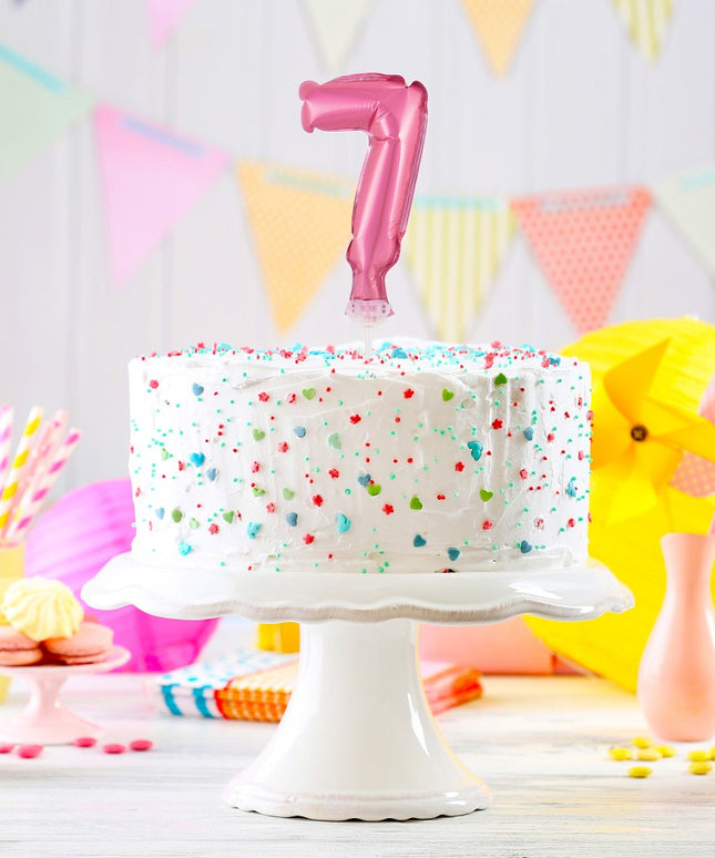 Balon na palčki za rojstni dan Številka 7 roza, 13cm - mojbalon