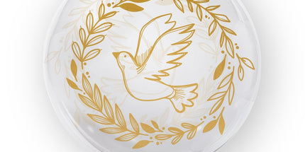 Folija balon z motivom golobice in zlatih listov - 45 cm